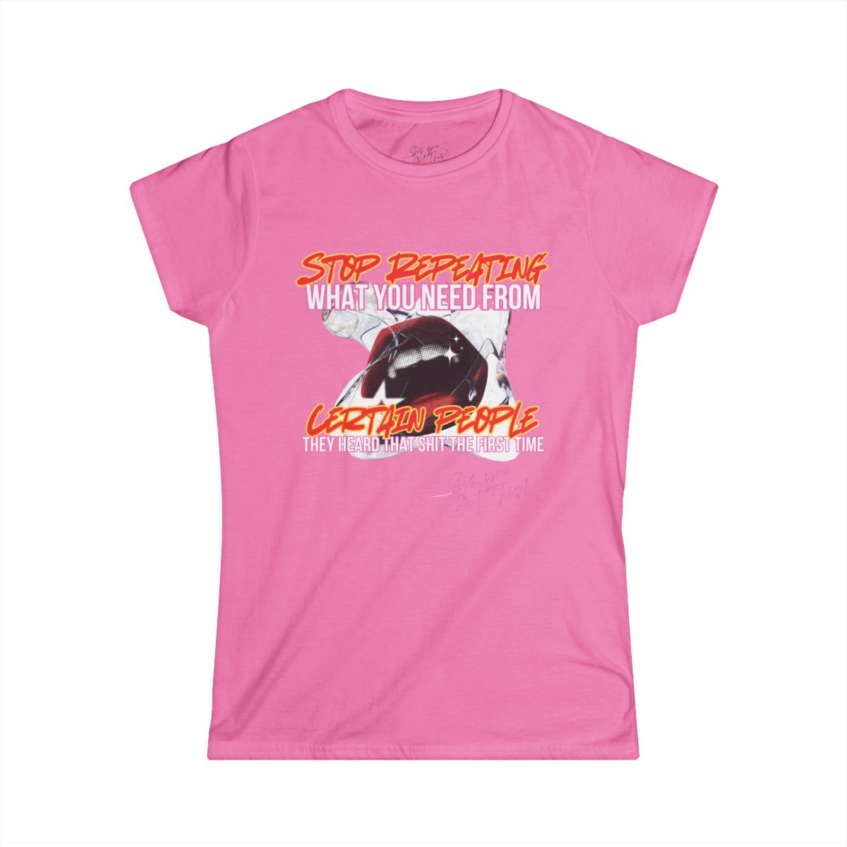 Stop repeating motivational shirt in pink